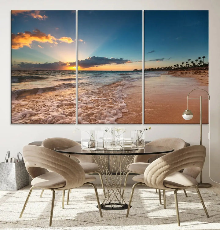 Stunning Coastal Sunset Canvas Print Wall Art for Ocean & Beach LoversA Must-Have Decor Piece