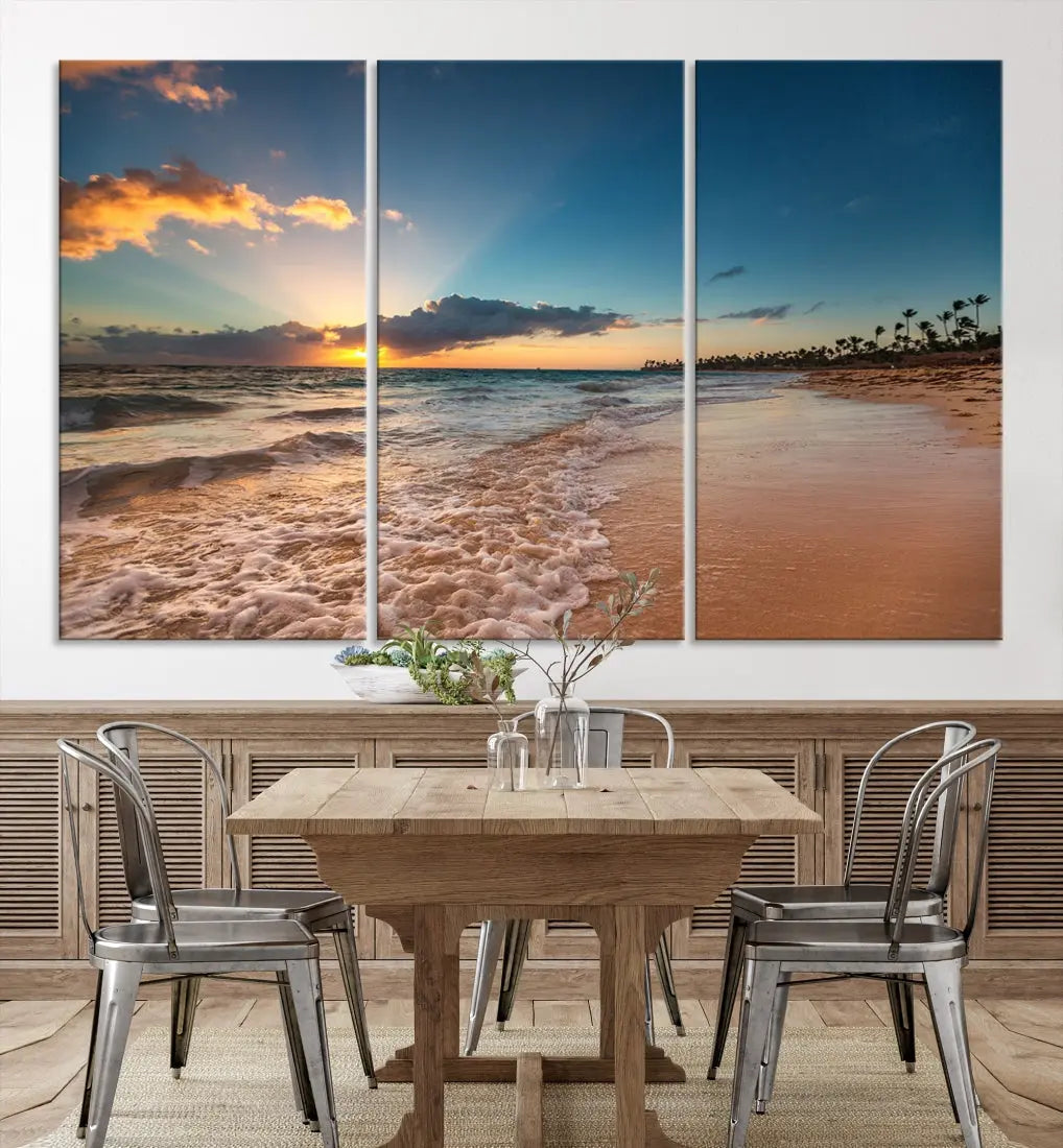 Stunning Coastal Sunset Canvas Print Wall Art for Ocean & Beach LoversA Must-Have Decor Piece