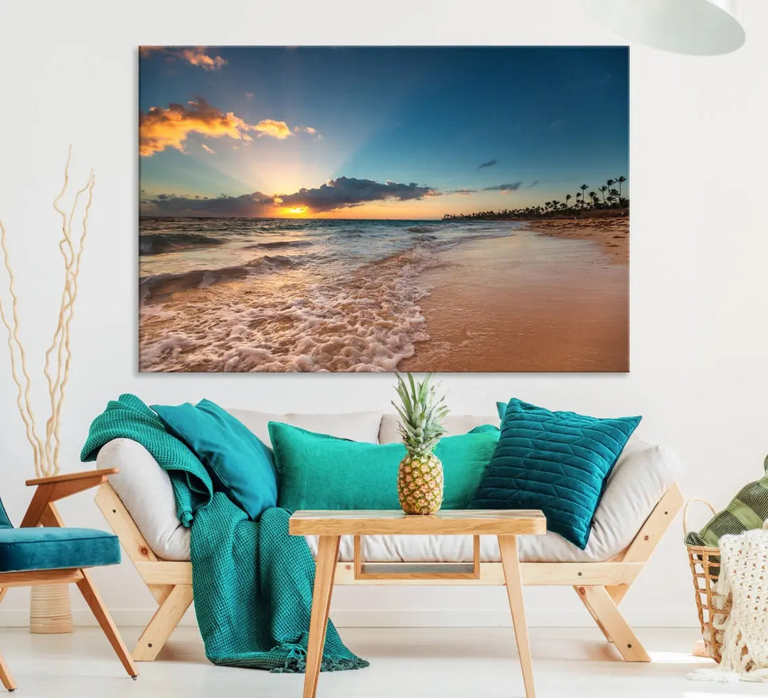 Stunning Coastal Sunset Canvas Print Wall Art for Ocean & Beach LoversA Must-Have Decor Piece