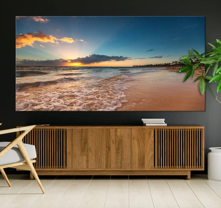 Stunning Coastal Sunset Canvas Print Wall Art for Ocean & Beach LoversA Must-Have Decor Piece