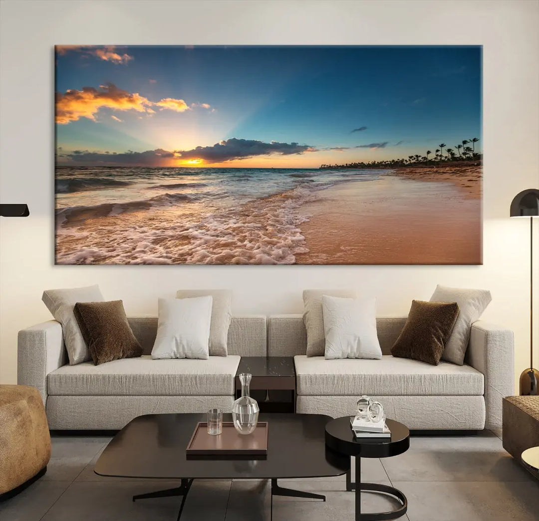 Stunning Coastal Sunset Canvas Print Wall Art for Ocean & Beach LoversA Must-Have Decor Piece