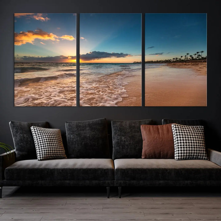 Stunning Coastal Sunset Canvas Print Wall Art for Ocean & Beach LoversA Must-Have Decor Piece