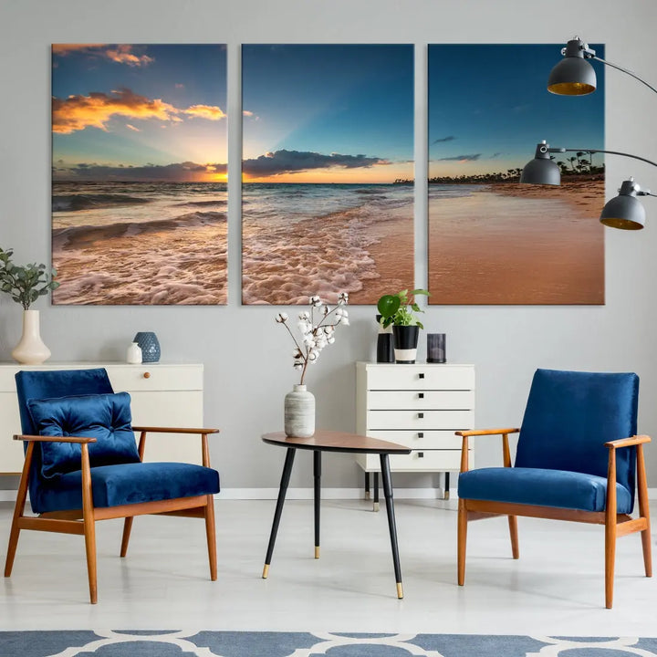 Stunning Coastal Sunset Canvas Print Wall Art for Ocean & Beach LoversA Must-Have Decor Piece