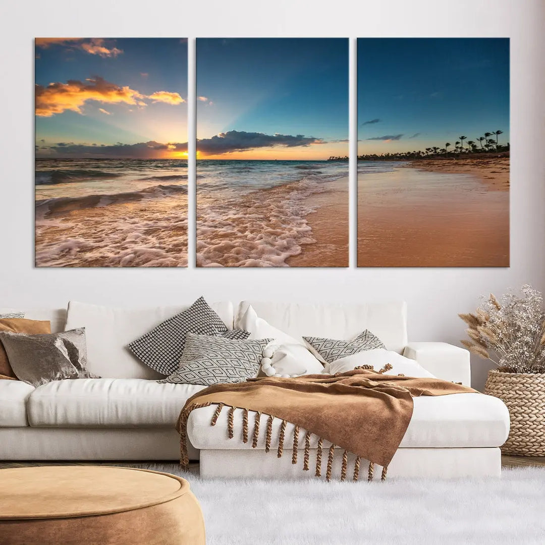 Stunning Coastal Sunset Canvas Print Wall Art for Ocean & Beach LoversA Must-Have Decor Piece