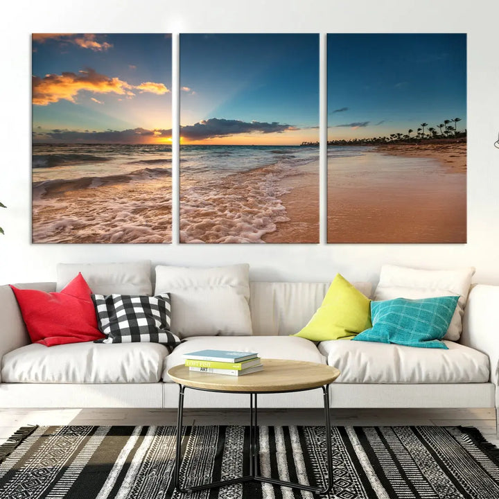 Stunning Coastal Sunset Canvas Print Wall Art for Ocean & Beach LoversA Must-Have Decor Piece