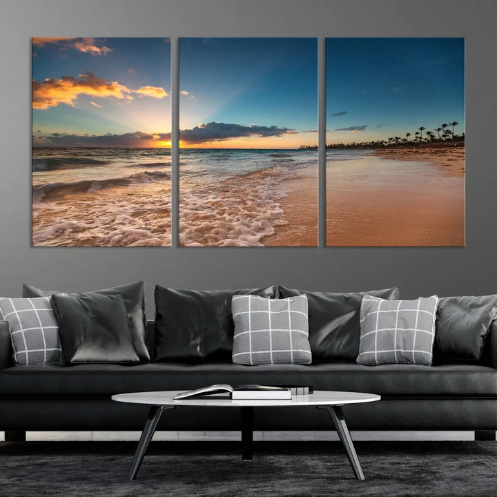 Stunning Coastal Sunset Canvas Print Wall Art for Ocean & Beach LoversA Must-Have Decor Piece