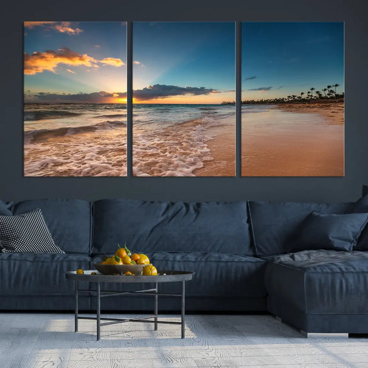 Stunning Coastal Sunset Canvas Print Wall Art for Ocean & Beach LoversA Must-Have Decor Piece