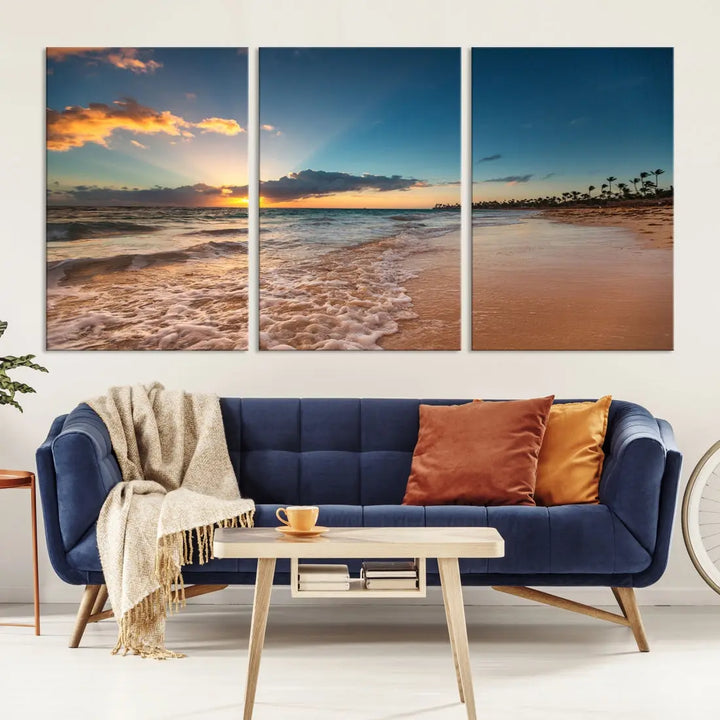 Stunning Coastal Sunset Canvas Print Wall Art for Ocean & Beach LoversA Must-Have Decor Piece