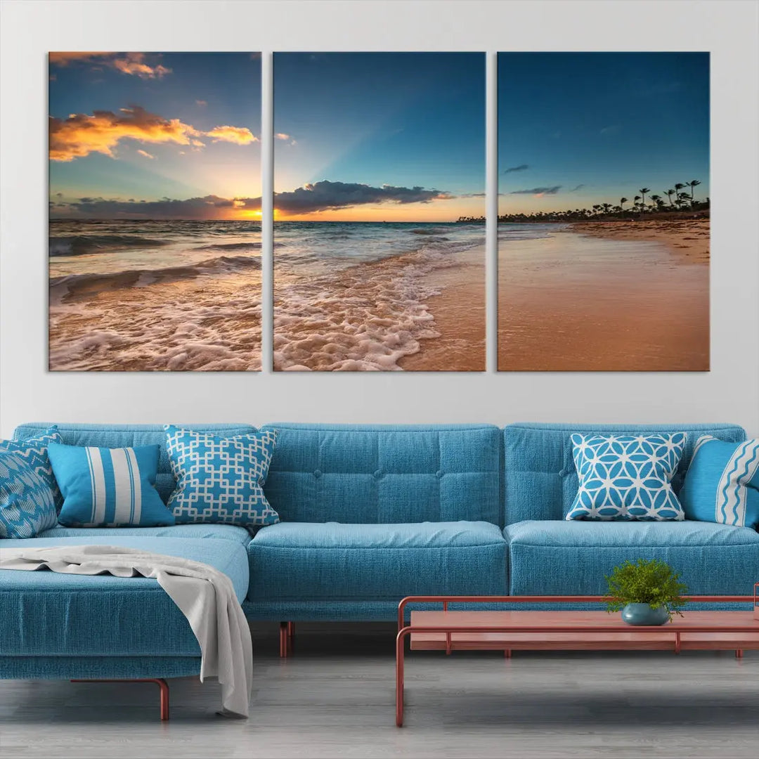 Stunning Coastal Sunset Canvas Print Wall Art for Ocean & Beach LoversA Must-Have Decor Piece