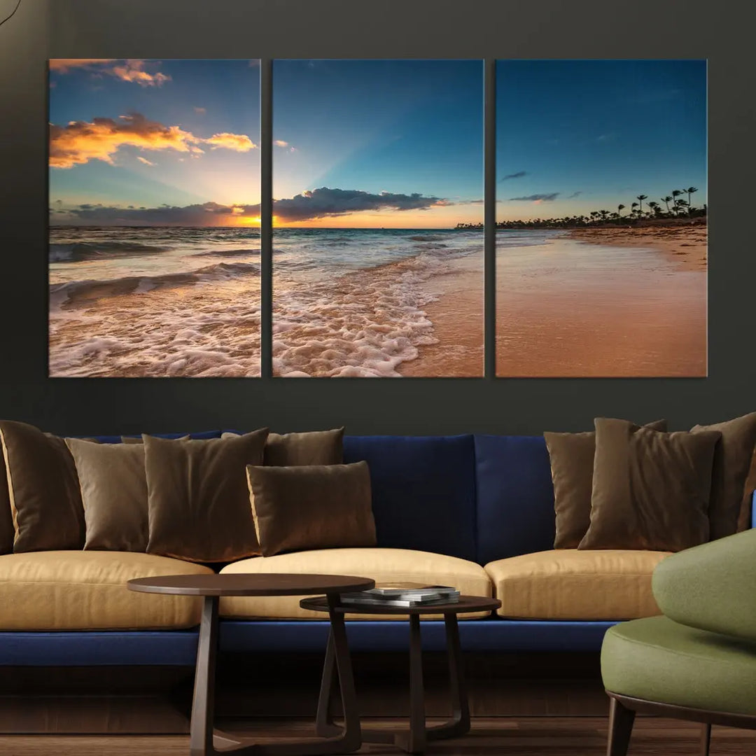 Stunning Coastal Sunset Canvas Print Wall Art for Ocean & Beach LoversA Must-Have Decor Piece