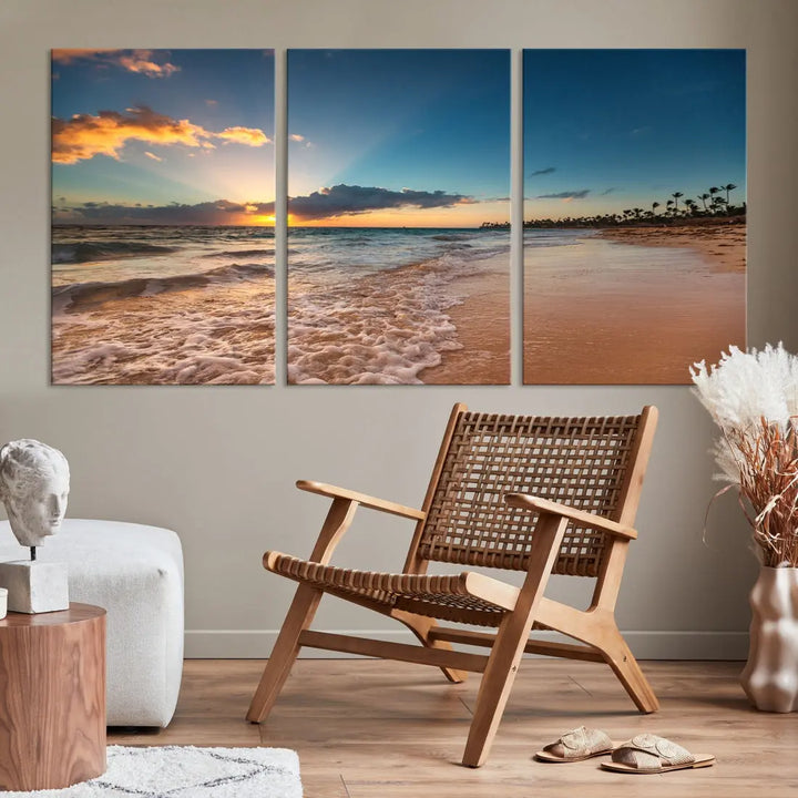 Stunning Coastal Sunset Canvas Print Wall Art for Ocean & Beach LoversA Must-Have Decor Piece