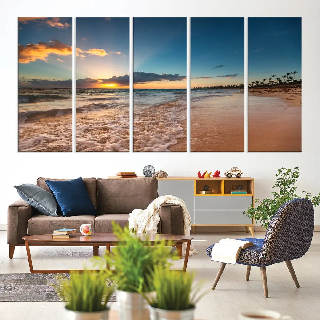 Stunning Coastal Sunset Canvas Print Wall Art for Ocean & Beach LoversA Must-Have Decor Piece