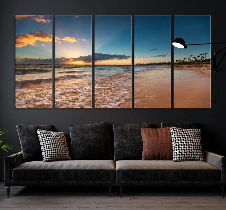 Stunning Coastal Sunset Canvas Print Wall Art for Ocean & Beach LoversA Must-Have Decor Piece