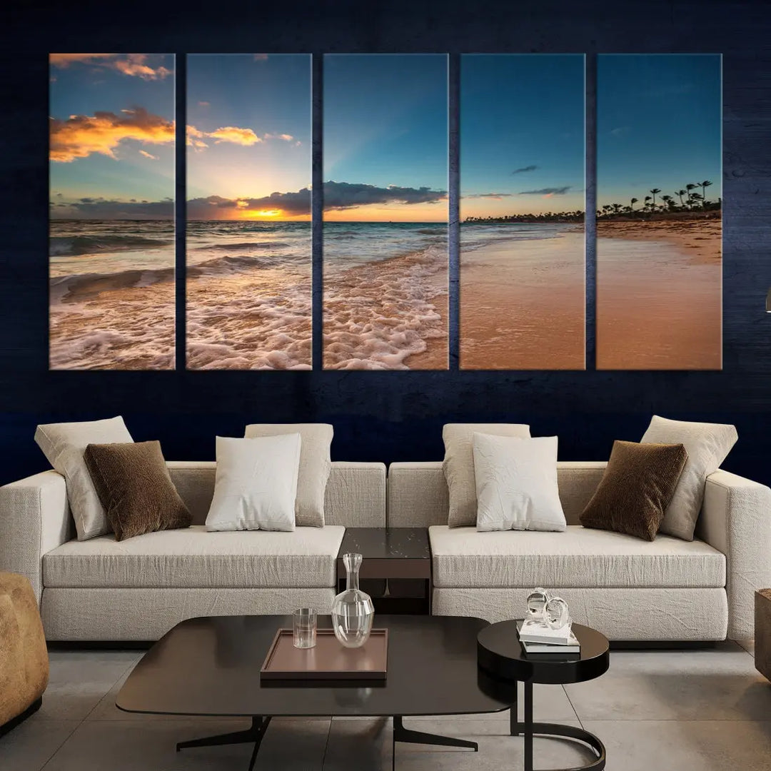 Stunning Coastal Sunset Canvas Print Wall Art for Ocean & Beach LoversA Must-Have Decor Piece