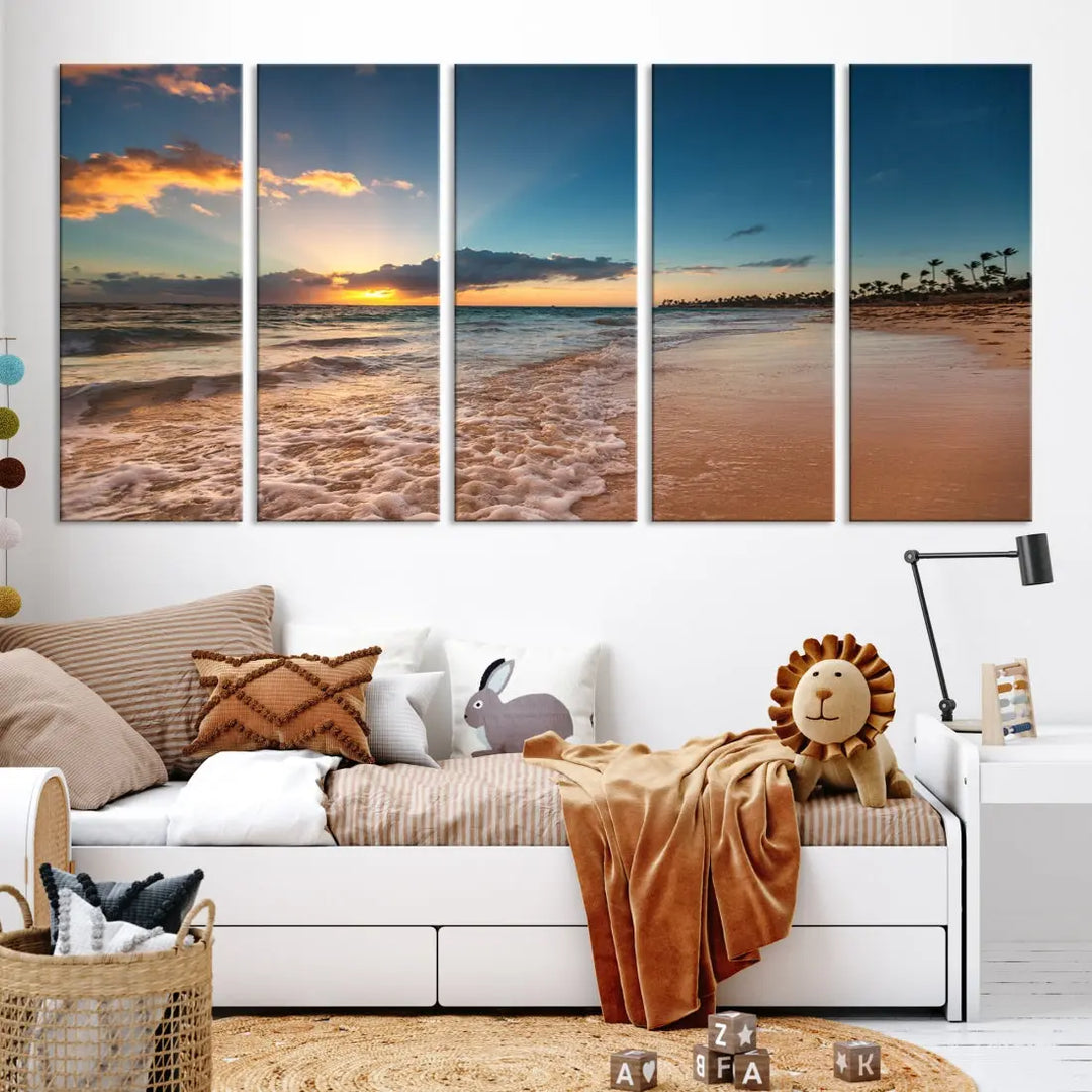 Stunning Coastal Sunset Canvas Print Wall Art for Ocean & Beach LoversA Must-Have Decor Piece