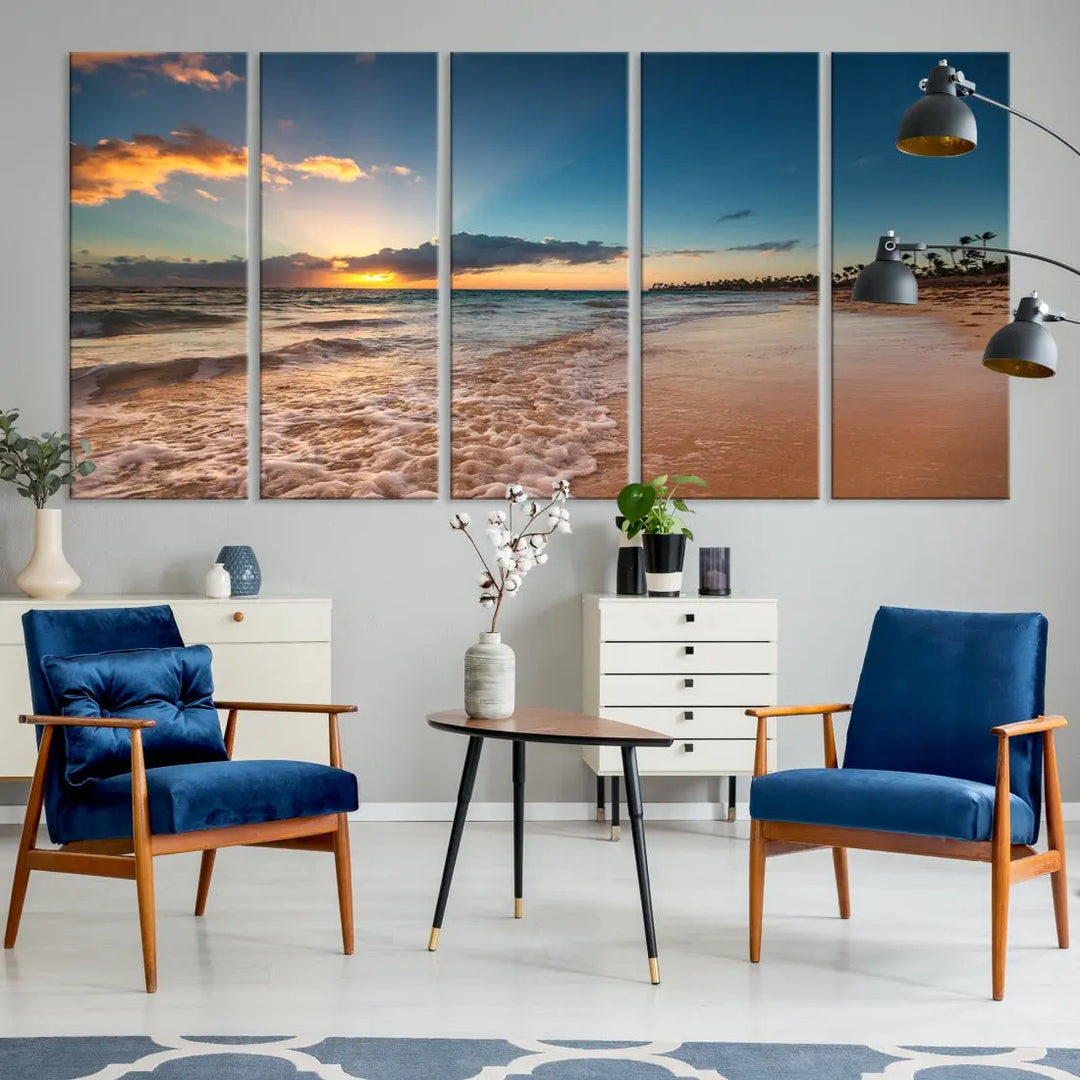 Stunning Coastal Sunset Canvas Print Wall Art for Ocean & Beach LoversA Must-Have Decor Piece