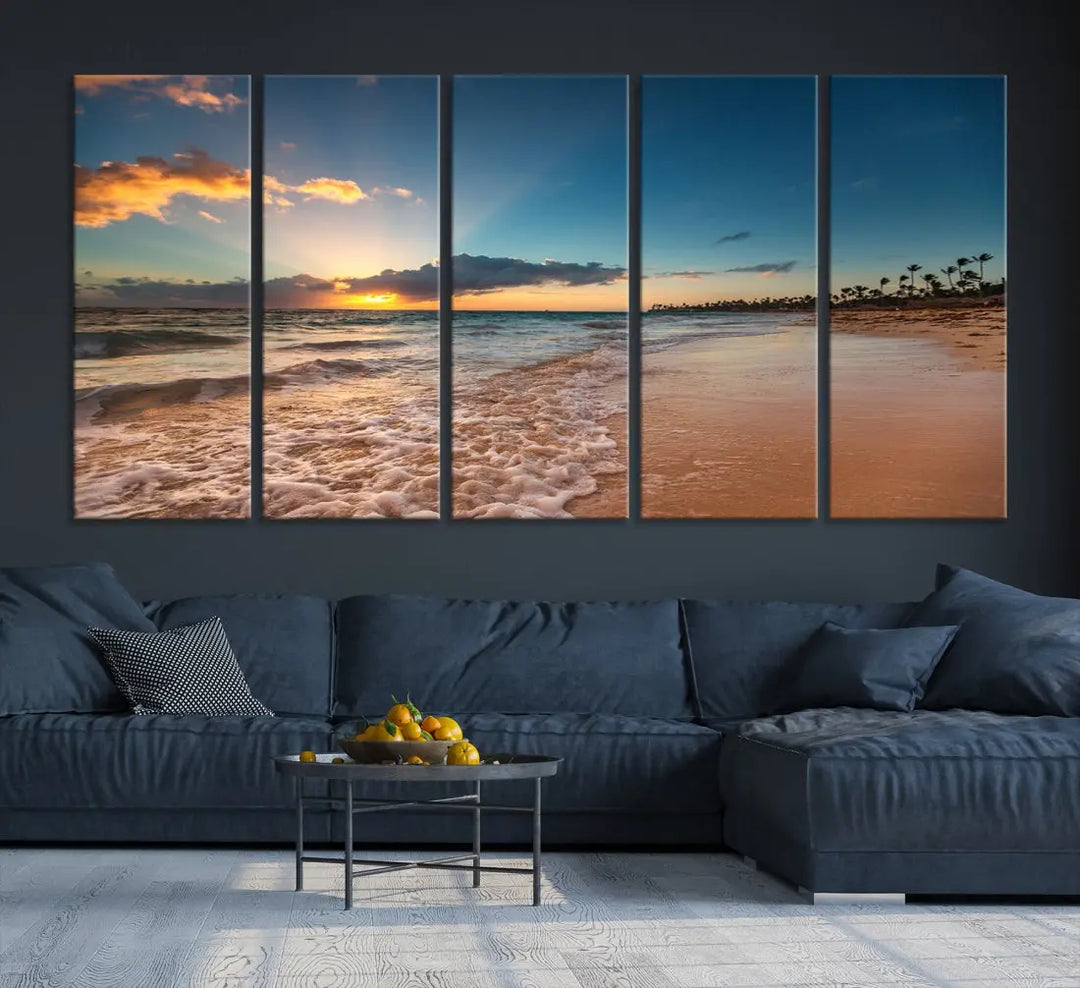 Stunning Coastal Sunset Canvas Print Wall Art for Ocean & Beach LoversA Must-Have Decor Piece