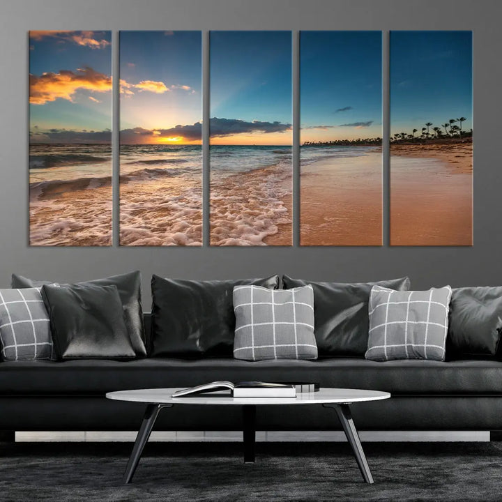 Stunning Coastal Sunset Canvas Print Wall Art for Ocean & Beach LoversA Must-Have Decor Piece