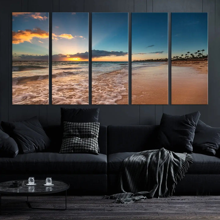 Stunning Coastal Sunset Canvas Print Wall Art for Ocean & Beach LoversA Must-Have Decor Piece