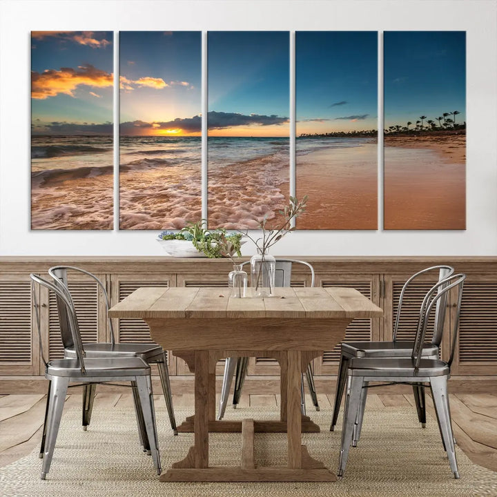 Stunning Coastal Sunset Canvas Print Wall Art for Ocean & Beach LoversA Must-Have Decor Piece