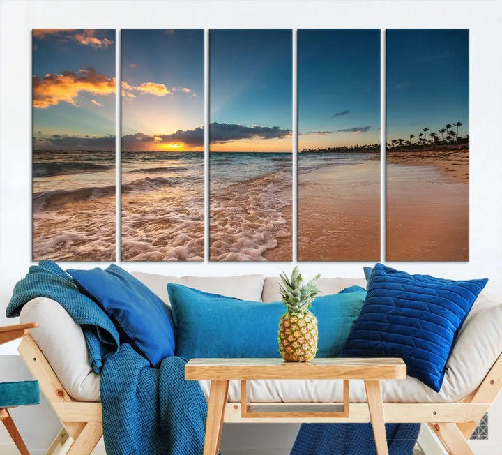 Stunning Coastal Sunset Canvas Print Wall Art for Ocean & Beach LoversA Must-Have Decor Piece