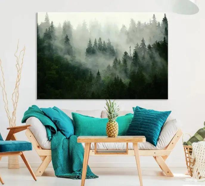 Stunning Misty Forest Foggy Landscape Large Canvas Wall Art Giclee Print