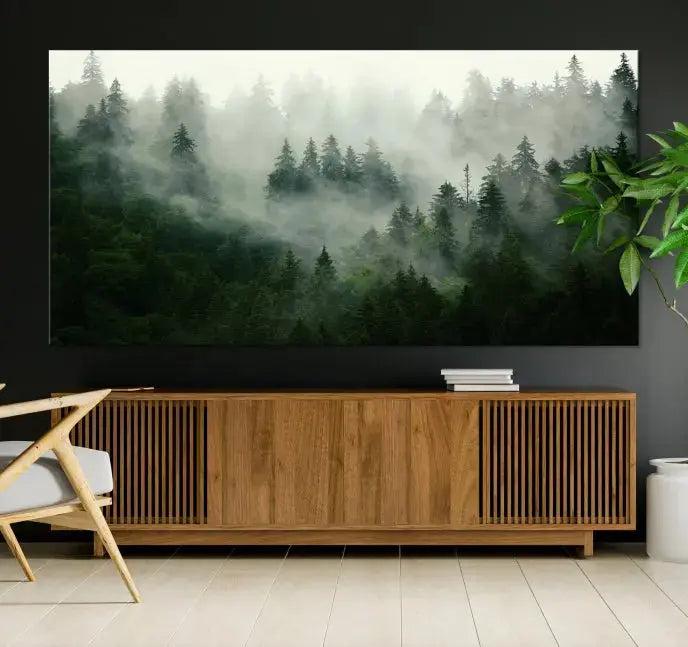 Stunning Misty Forest Foggy Landscape Large Canvas Wall Art Giclee Print