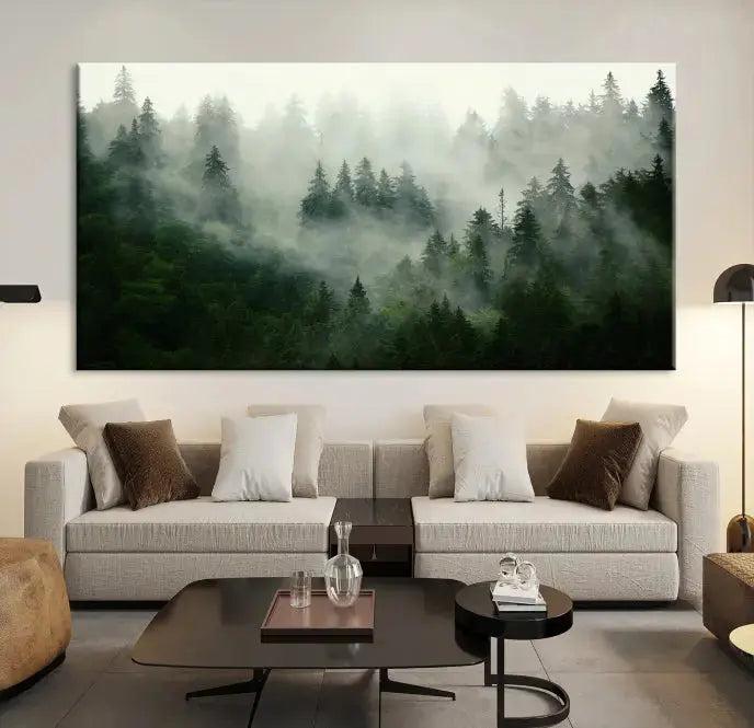 Stunning Misty Forest Foggy Landscape Large Canvas Wall Art Giclee Print