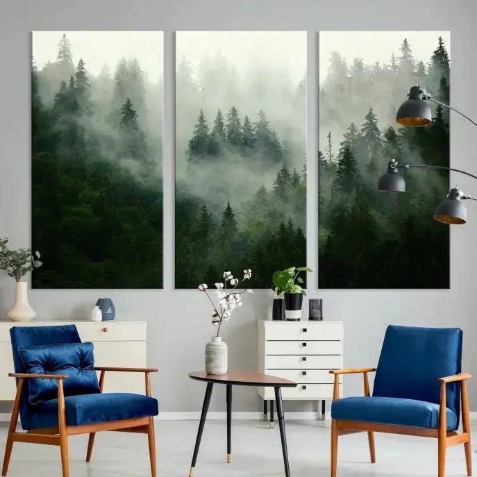 Stunning Misty Forest Foggy Landscape Large Canvas Wall Art Giclee Print