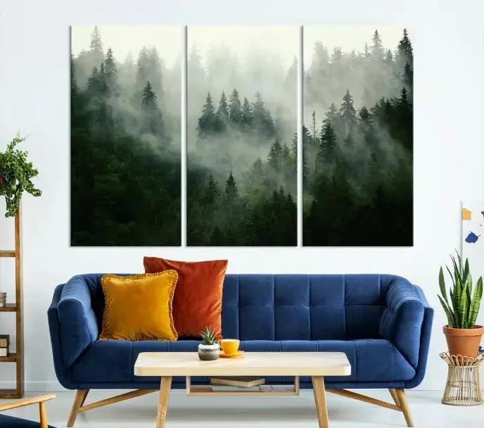 Stunning Misty Forest Foggy Landscape Large Canvas Wall Art Giclee Print