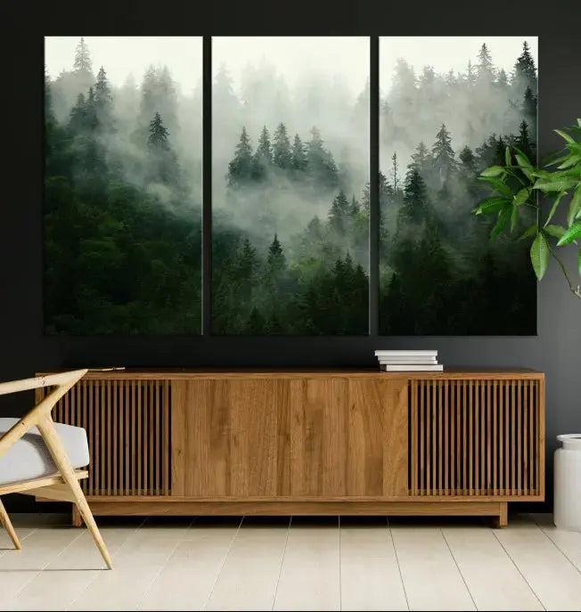 Stunning Misty Forest Foggy Landscape Large Canvas Wall Art Giclee Print