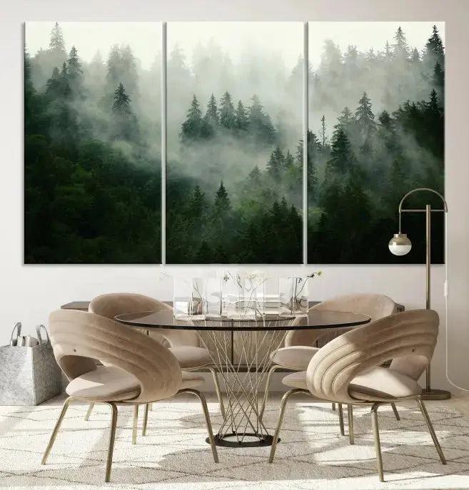 Stunning Misty Forest Foggy Landscape Large Canvas Wall Art Giclee Print