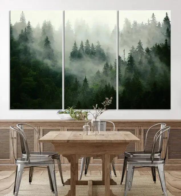 Stunning Misty Forest Foggy Landscape Large Canvas Wall Art Giclee Print