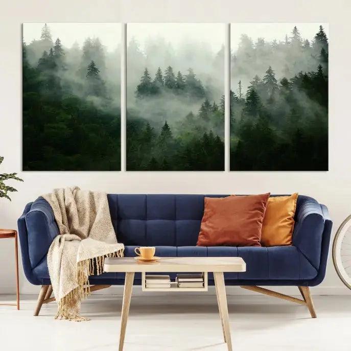 Stunning Misty Forest Foggy Landscape Large Canvas Wall Art Giclee Print