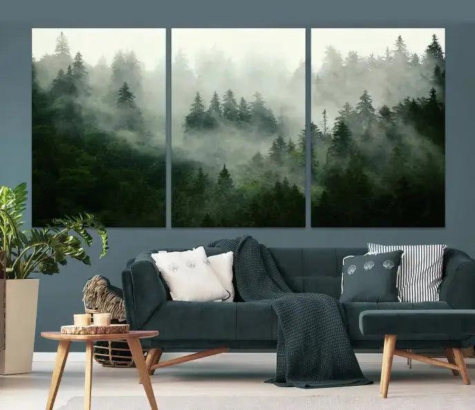 Stunning Misty Forest Foggy Landscape Large Canvas Wall Art Giclee Print