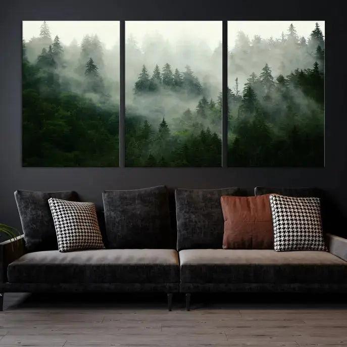 Stunning Misty Forest Foggy Landscape Large Canvas Wall Art Giclee Print