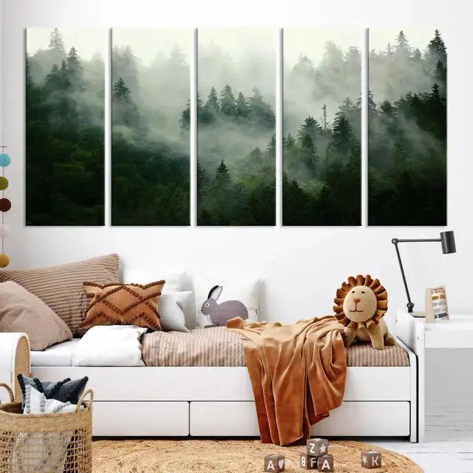 Stunning Misty Forest Foggy Landscape Large Canvas Wall Art Giclee Print