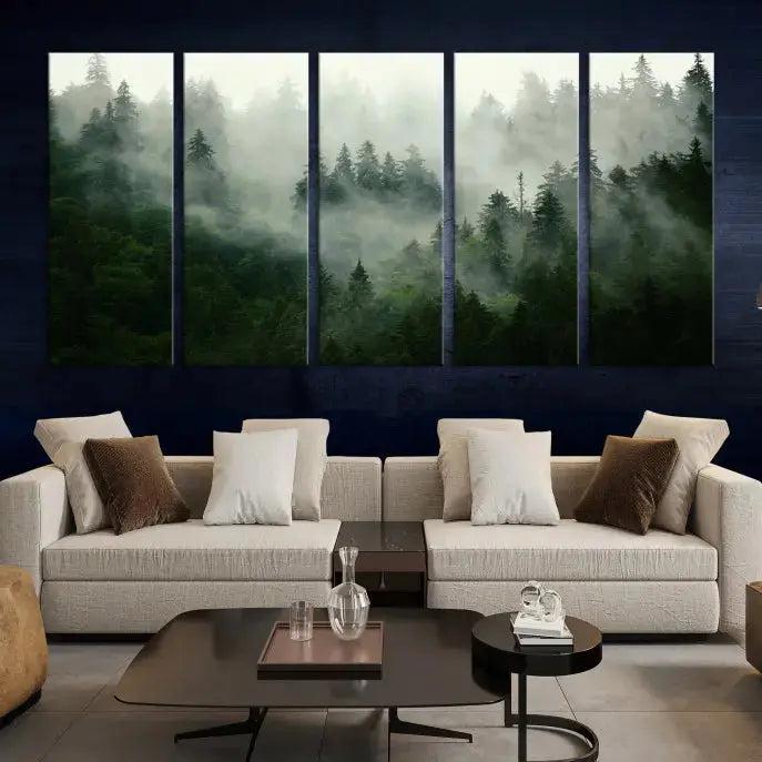 Stunning Misty Forest Foggy Landscape Large Canvas Wall Art Giclee Print