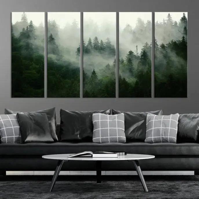 Stunning Misty Forest Foggy Landscape Large Canvas Wall Art Giclee Print