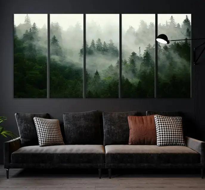 Stunning Misty Forest Foggy Landscape Large Canvas Wall Art Giclee Print