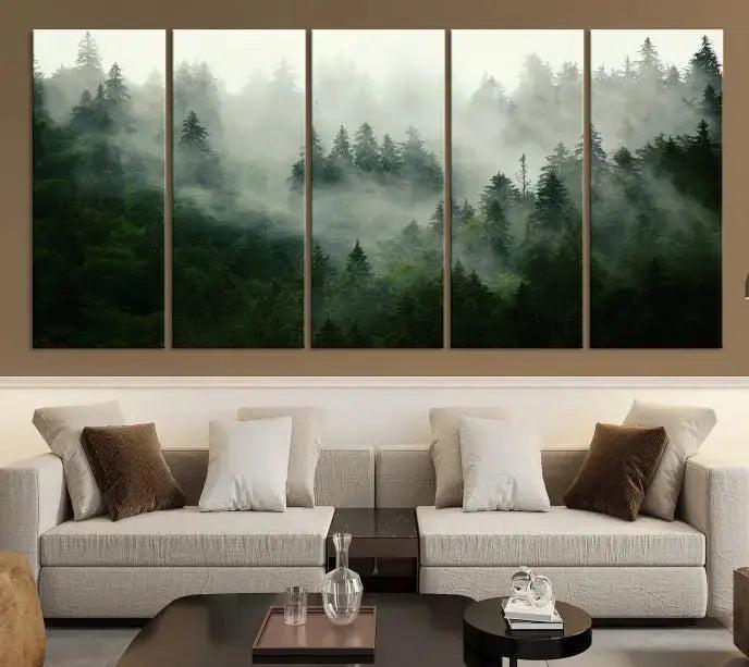 Stunning Misty Forest Foggy Landscape Large Canvas Wall Art Giclee Print