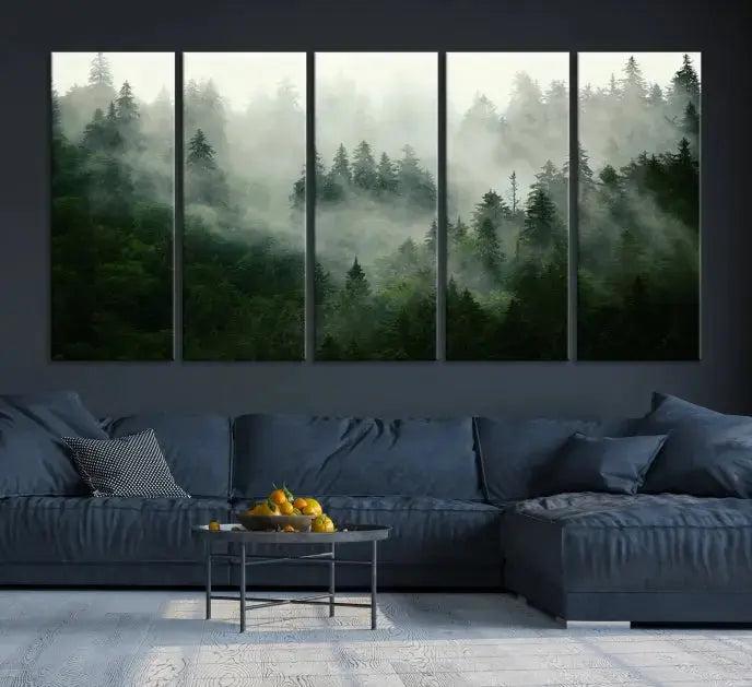 Stunning Misty Forest Foggy Landscape Large Canvas Wall Art Giclee Print