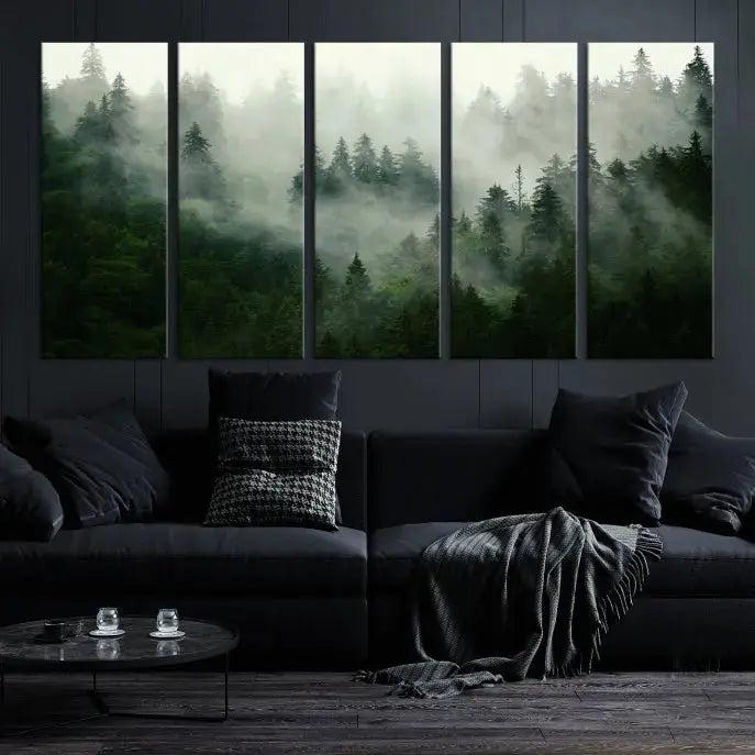 Stunning Misty Forest Foggy Landscape Large Canvas Wall Art Giclee Print