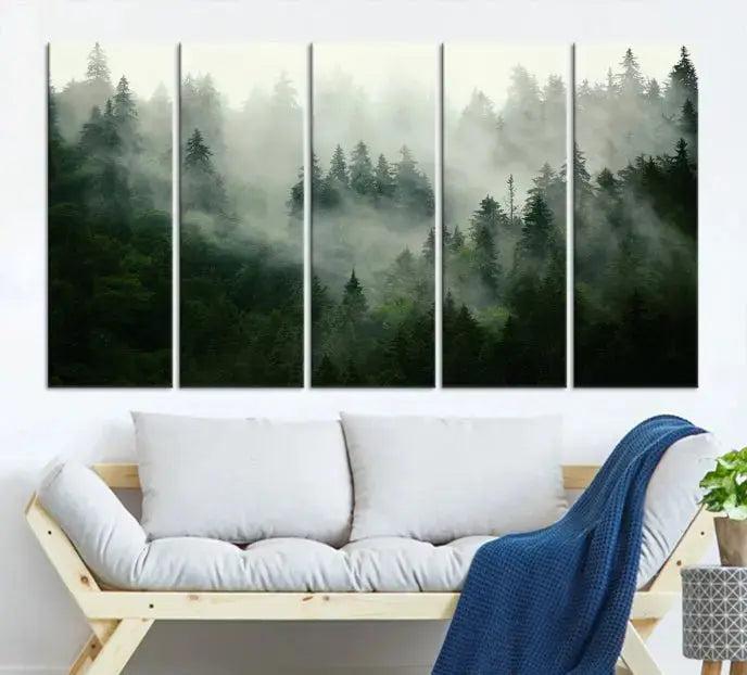 Stunning Misty Forest Foggy Landscape Large Canvas Wall Art Giclee Print