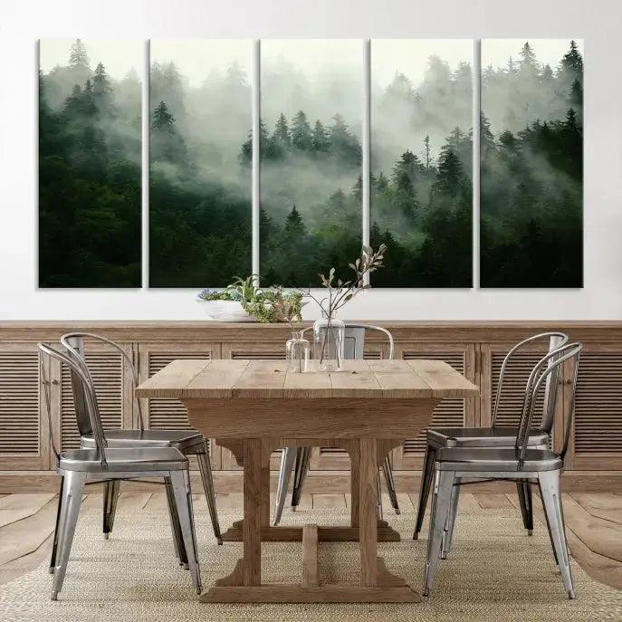 Stunning Misty Forest Foggy Landscape Large Canvas Wall Art Giclee Print