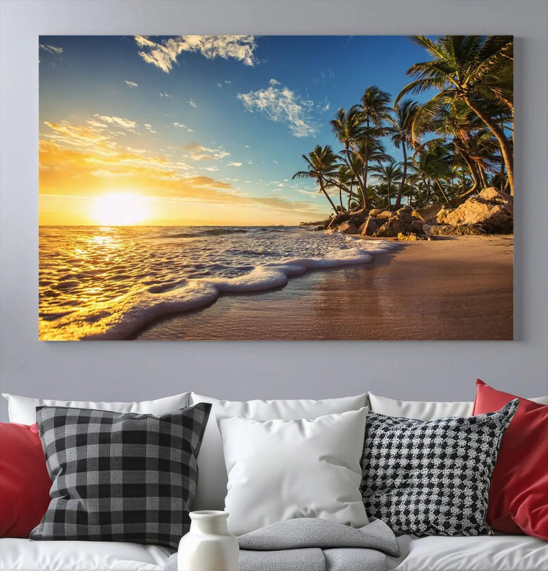 Sunset Wall Art Ocean View Beach Canvas Wall Art Print