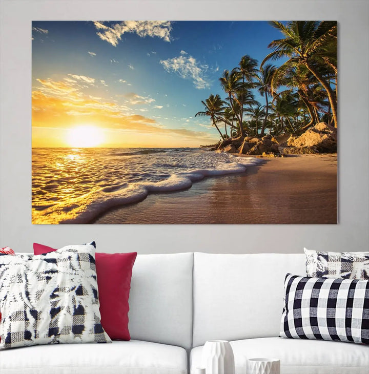 Sunset Wall Art Ocean View Beach Canvas Wall Art Print