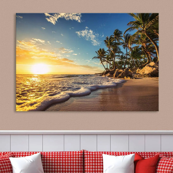 Sunset Wall Art Ocean View Beach Canvas Wall Art Print