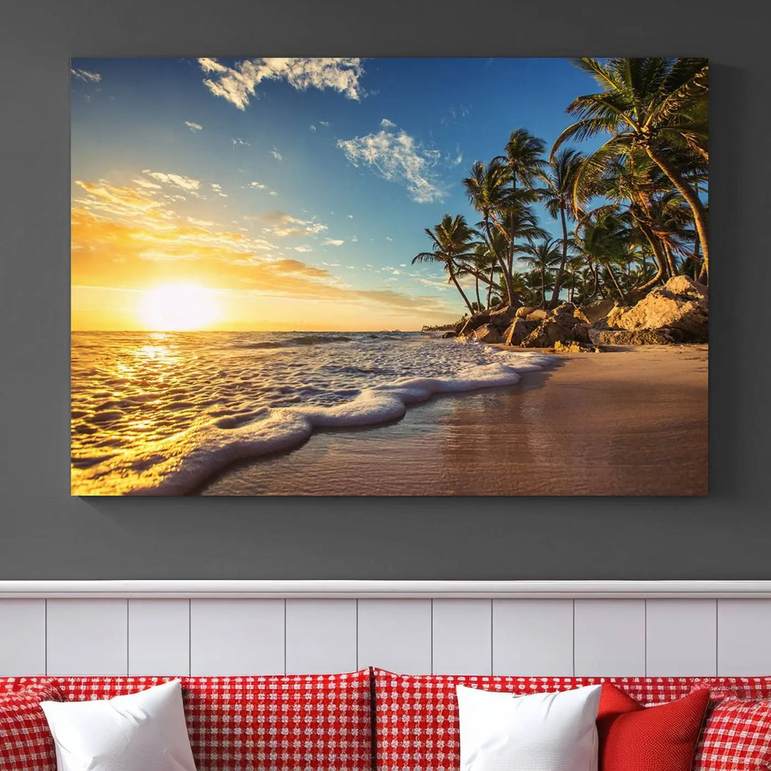 Sunset Wall Art Ocean View Beach Canvas Wall Art Print