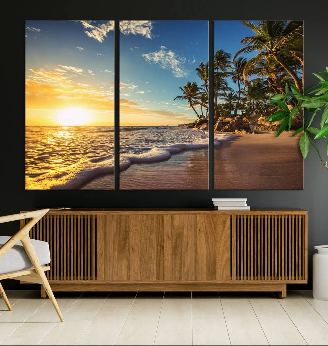 Sunset Wall Art Ocean View Beach Canvas Wall Art Print